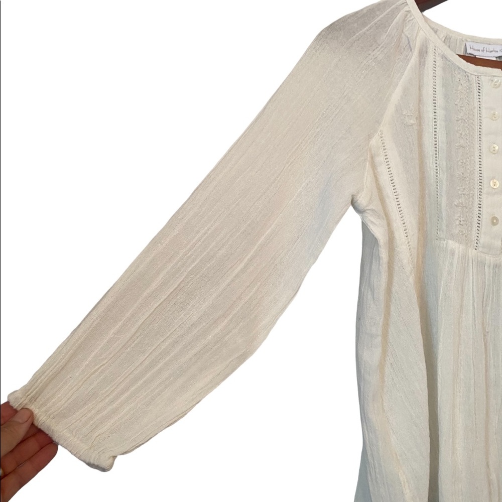 House of Harlow Cream Peasant Style Embroidered Top - Picture 4 of 11